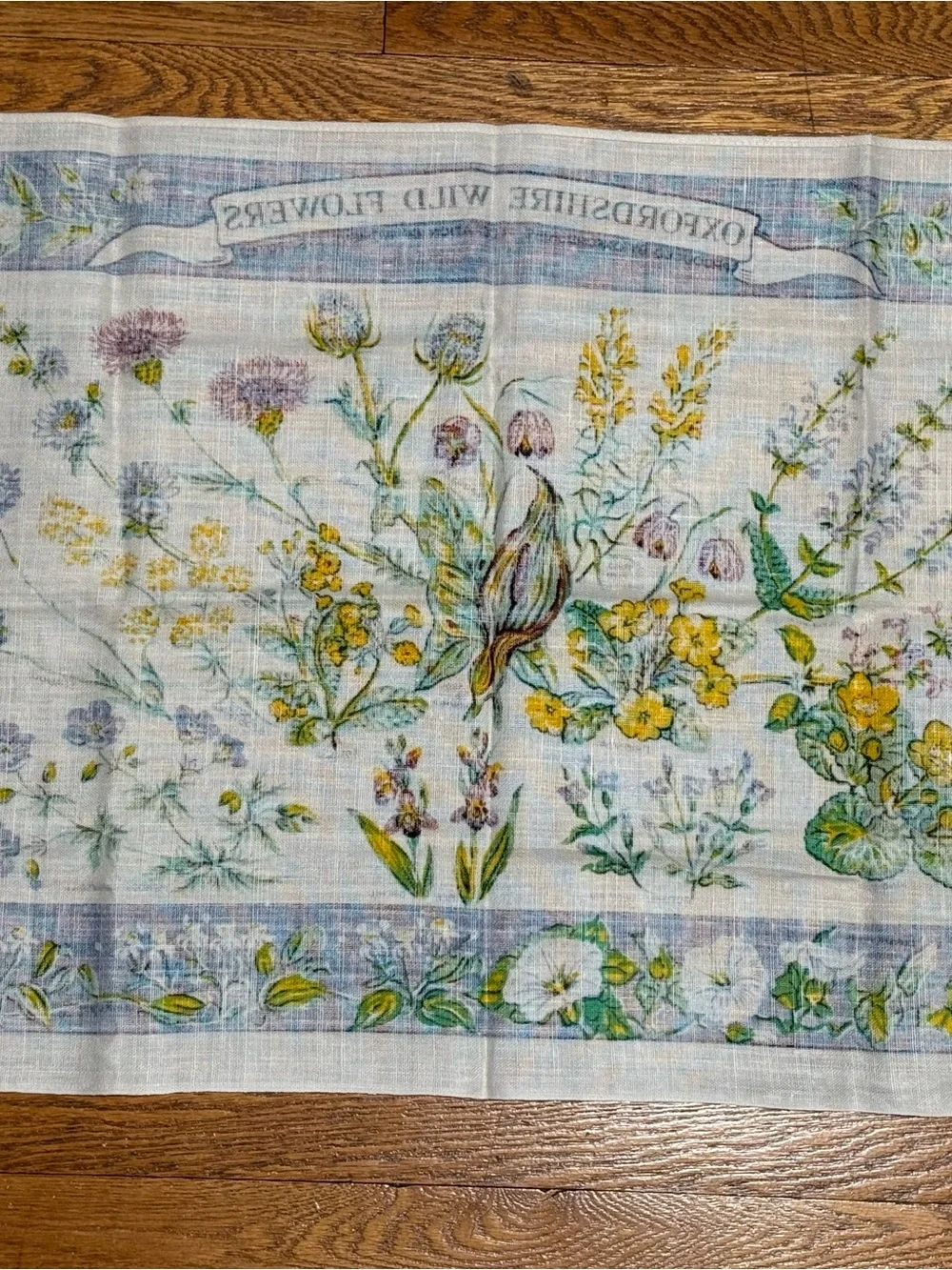 VTG 1972 D Vaughan Oxfordshire Wild Flowers Linen Tea Towel Womens Institute
